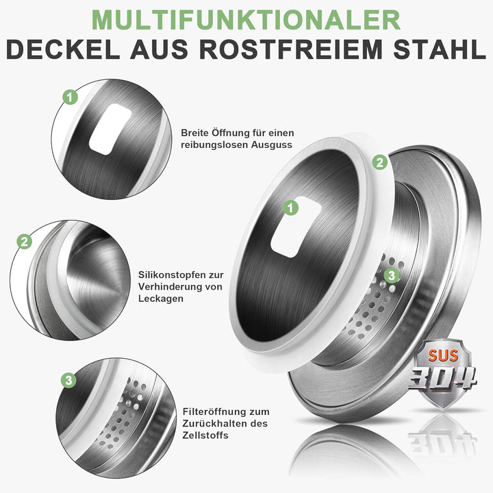 SUSTEAS 2.5 Liter 75oz Wasserkaraffe, Glaskaraffe mit Deckel und Breitem Griff, Leicht zu Reinigende