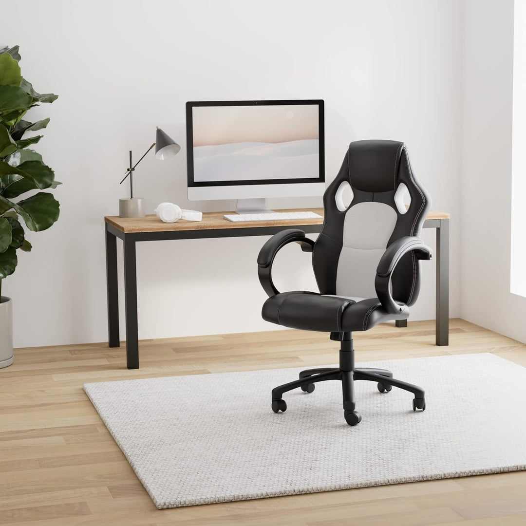 TRESKO Racing Chefsessel Bürostuhl Drehstuhl 14 Farbvarianten, gepolsterte Armlehnen, Wippmechanik,