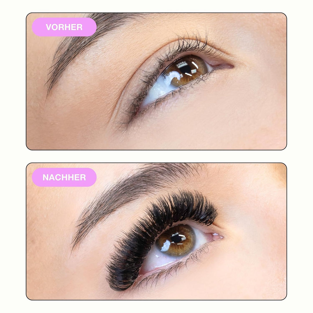 Curacoro Easy Fan Wimpern Extensions 0,03–0,07mm, C/CC/D Curl, 9–16mm, gemischt & Einzellängen, supe