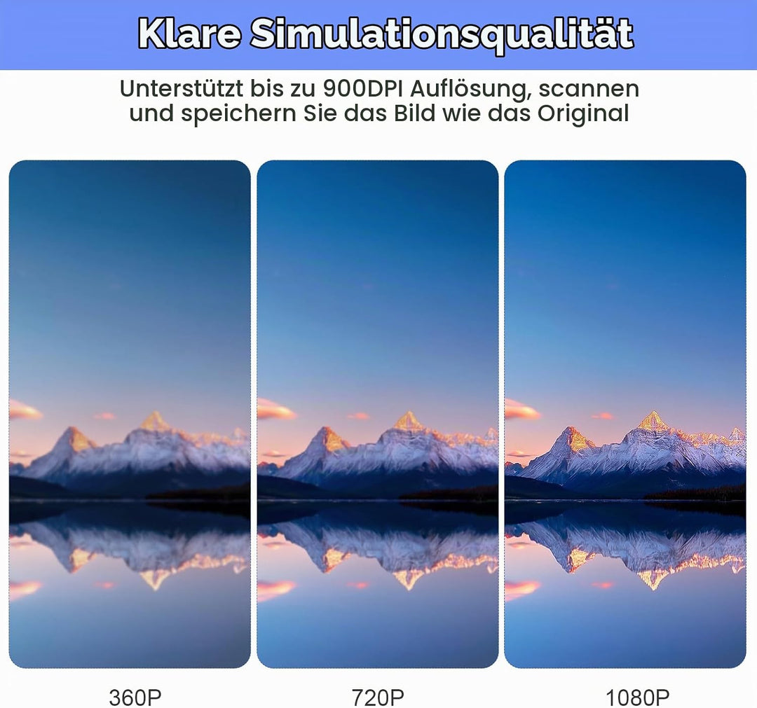 AOZBZ Tragbarer Dokumentenscanner Blau 900 DPI Handlicher USB-Bildscanner A4 Farbfoto Mobiler Scanne