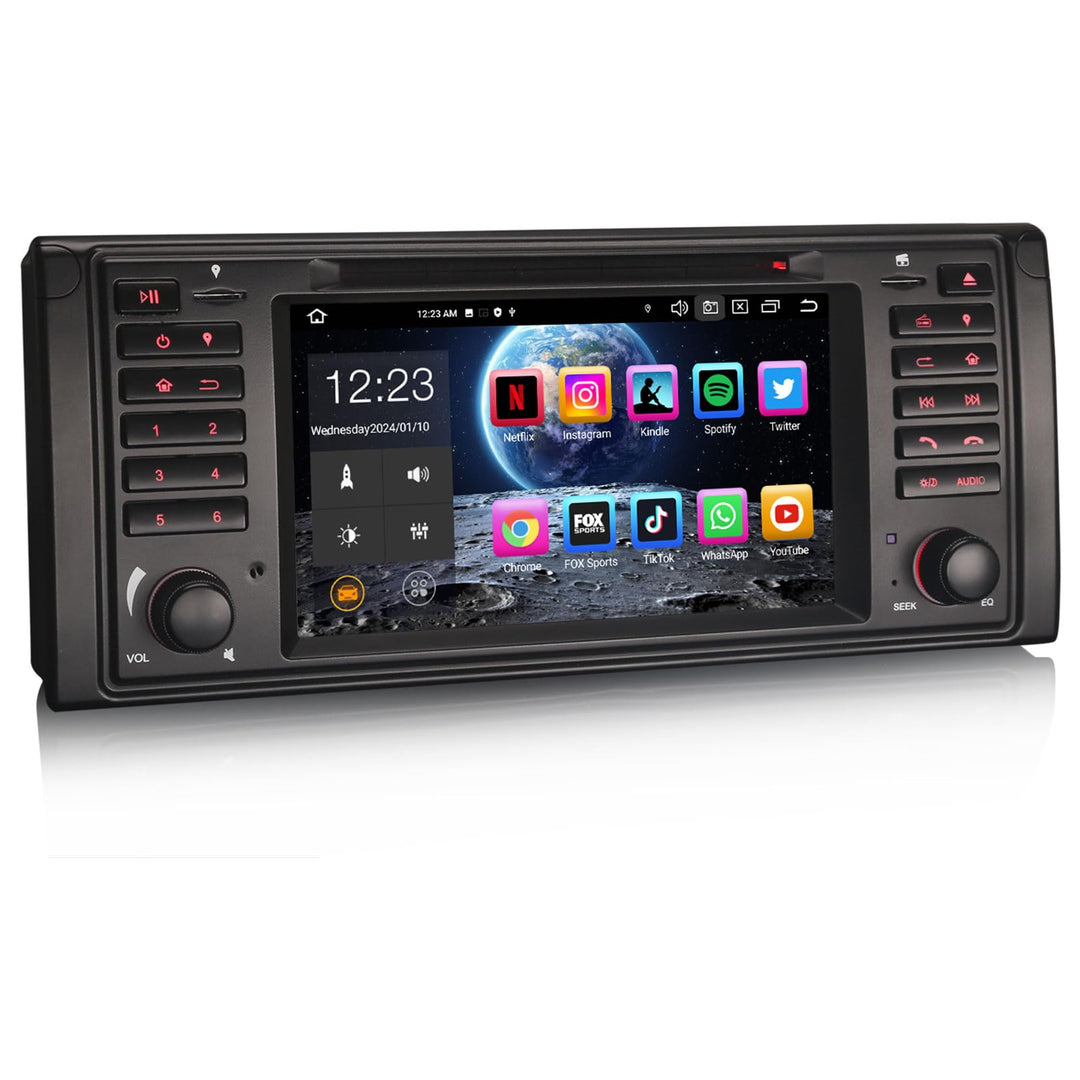 Erisin Android 14 8-Kern 4GB RAM+64GB ROM Autoradio GPS Navi für BMW 5er E39 M5 7 Zoll Bluetooth 5.0
