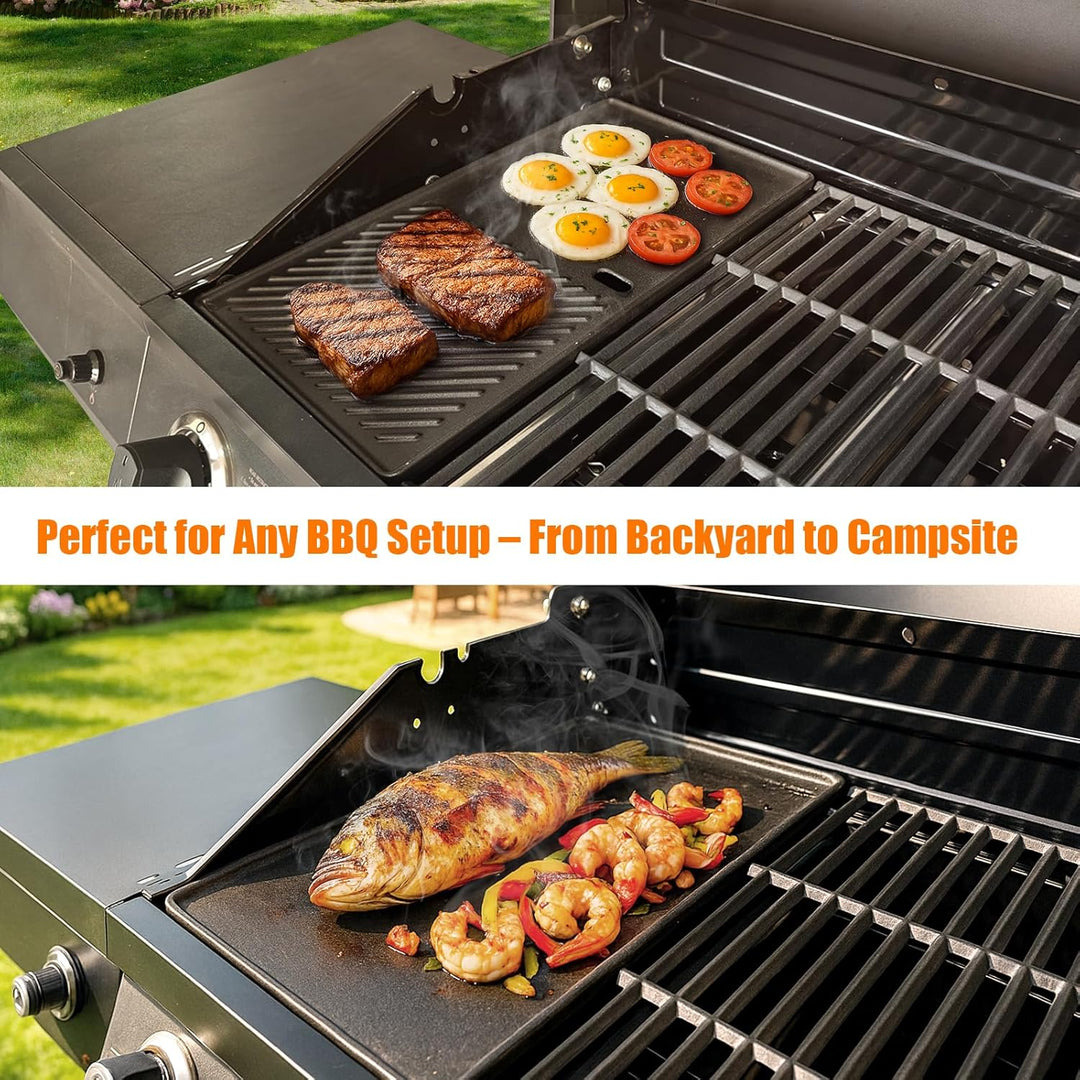 Denmay 43,5cm x 23,5cm Gusseisen Grillplatte für Landmann Triton 2, Enders Kansas Pro 4, Boston Blac