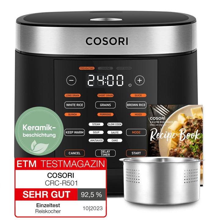 COSORI Reiskocher, Multikocher mit 17 Programme, Rice Cooker 1,8 L, Fuzzy-Logik, Dampfgarer mit Edes