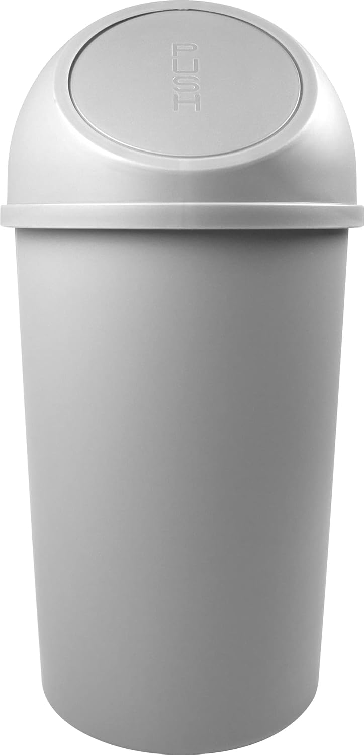helit H2401282 - Push-Abfallbehälter „the flip“ 25L, lichtgrau | Mülleimer mit Push-Deckel für hygie