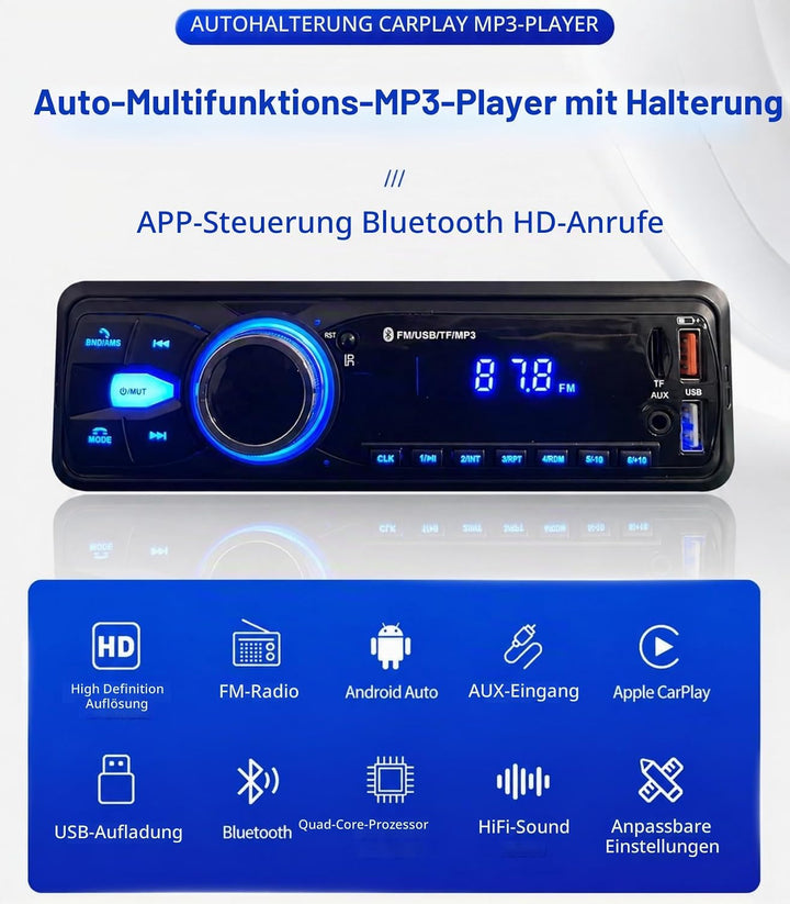 5060BT MP3-Player fürs Auto Autoradio Bluetooth Stereo mit 2 USB-Anschluss/FM/TF/MP3 Player Fernbedi