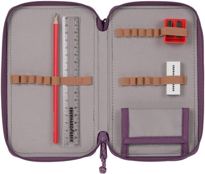 LÄSSIG Federmäppchen befüllt 20-teilig / School Triple Pencil Case Unique Lila, Lila