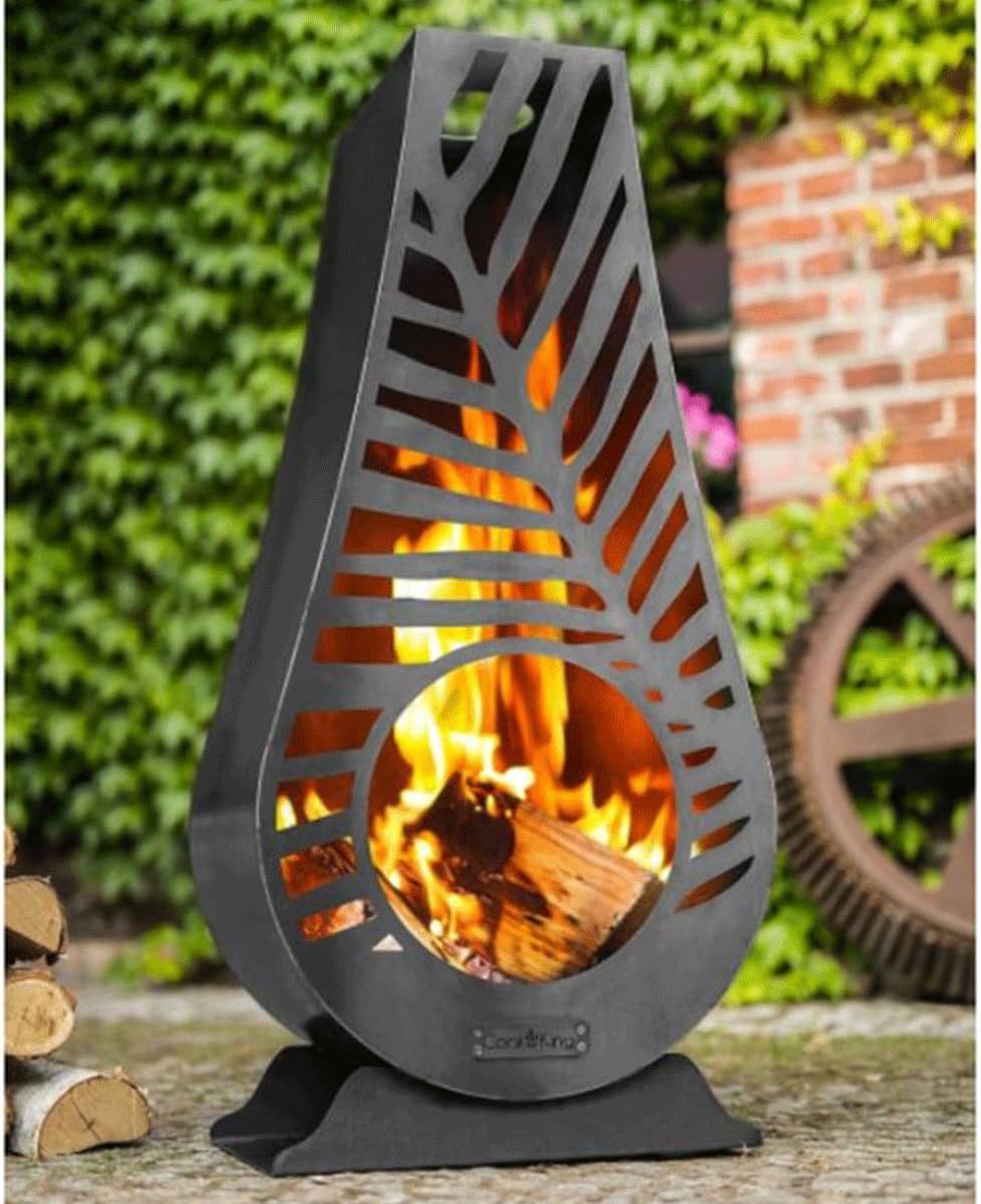 CookKing Gartenkamin Lima Schwarz - Feuertonne & Feuerstelle für entspannte Abende - Feuersäule Outd