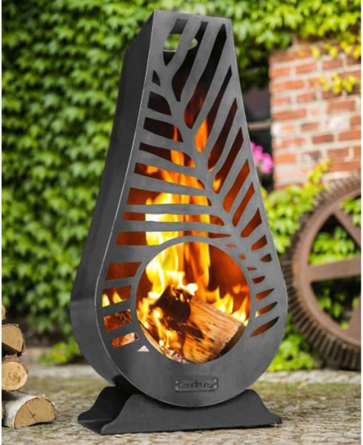 CookKing Gartenkamin Lima Schwarz - Feuertonne & Feuerstelle für entspannte Abende - Feuersäule Outd