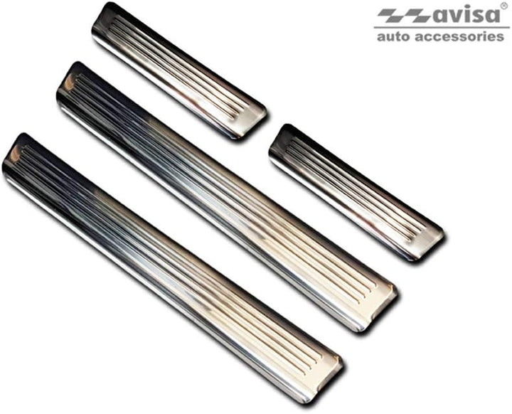 Avisa Stainless Steel Door sill Protectors Compatible with Ford Kuga III 2019- 'Lines' - 4-Pieces