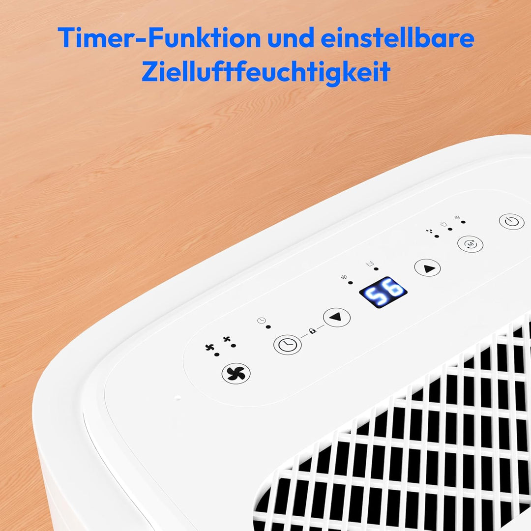 MEDION DH20 Luftentfeuchter elektrisch (bis zu 100m³ (20m²), 20Liter/24h, 43db leise, elektrischer R