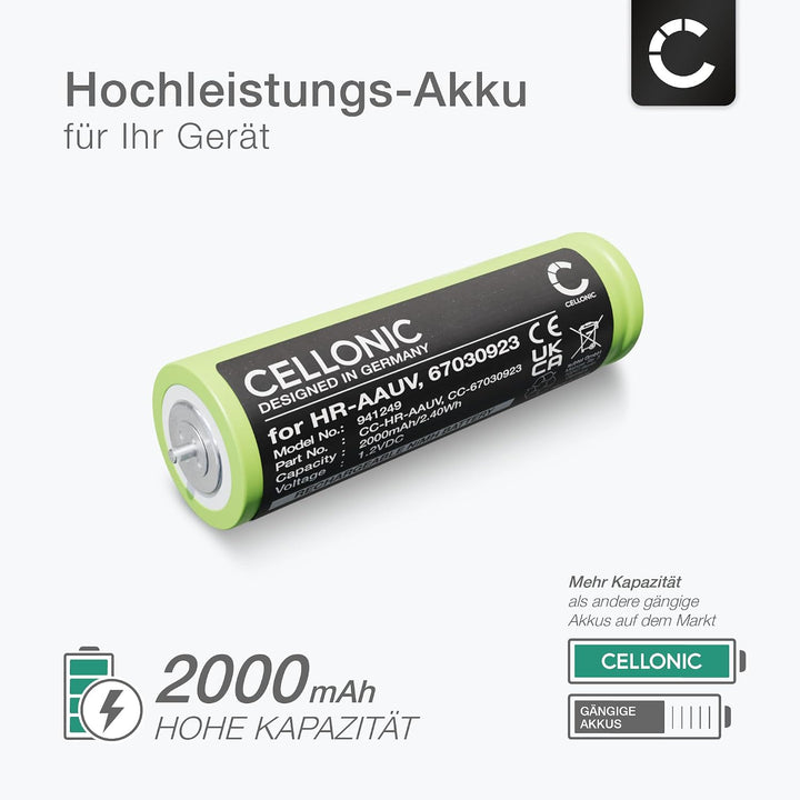 CELLONIC 2X Akku kompatibel mit Braun Series 3 360, 5779, ER-2301, 67030923 2x Akku 2000mAh, 2x Akku