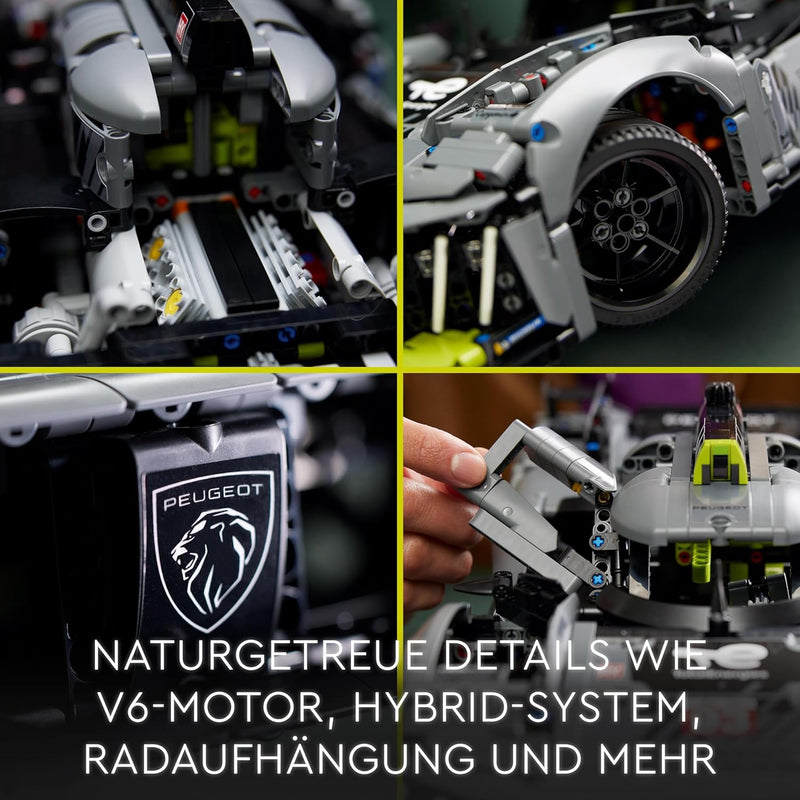 Lego 42156 Technic Peugeot 9X8 24H Le Mans Hybrid Hypercar, legendärer Rennwagen, Modellauto-Bausatz