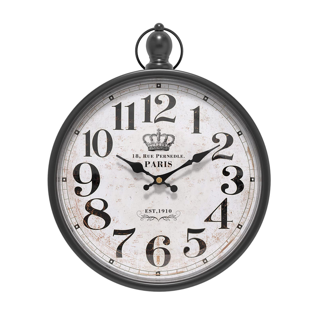 Menterry Small Retro Round Wall Clock. Black Vintage Antique Style Wall Clocks. Battery Operated Sil