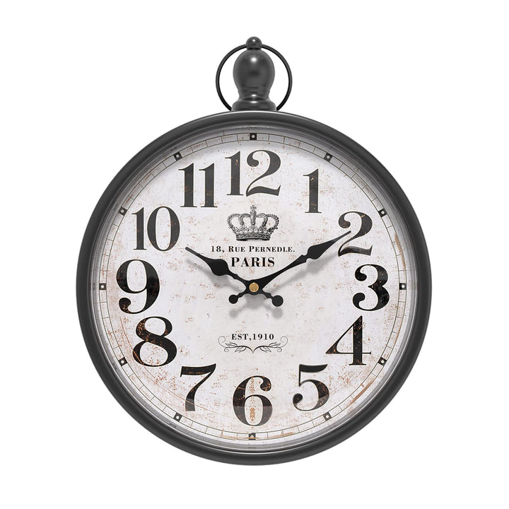 Menterry Small Retro Round Wall Clock. Black Vintage Antique Style Wall Clocks. Battery Operated Sil