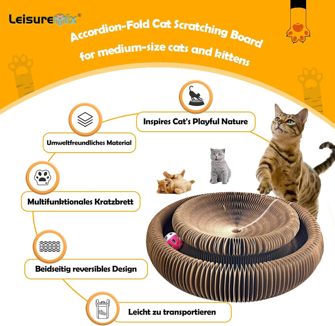 Magic Organ Cat Scratching Board 36cm lang, Katzenspielzeug Selbstbeschäftigung aus Pappe mit Glocke