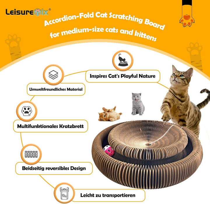 Magic Organ Cat Scratching Board 36cm lang, Katzenspielzeug Selbstbeschäftigung aus Pappe mit Glocke
