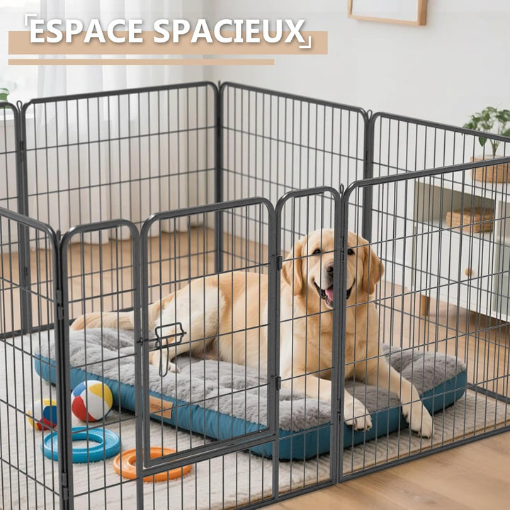 Qianruida Parc Enclos Pour Chiens 80cm x 80cm Haut Clôture Chiot Intérieur/Extérieur Animaux Grillag