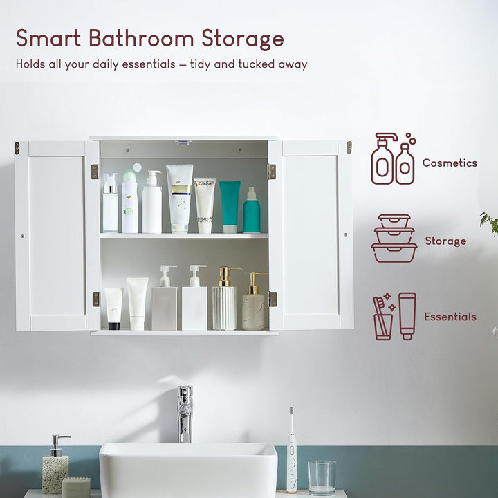 Bath Vida Schrank, Holz, Weiss, 55.0x22.0x52.0 Shutter Wandschrank für das Badezimmer, Shutter Wands