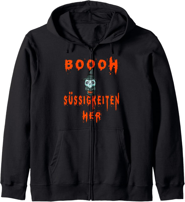 Boooh Süssigkeiten her, Kinder Halloween Spruch Kapuzenjacke
