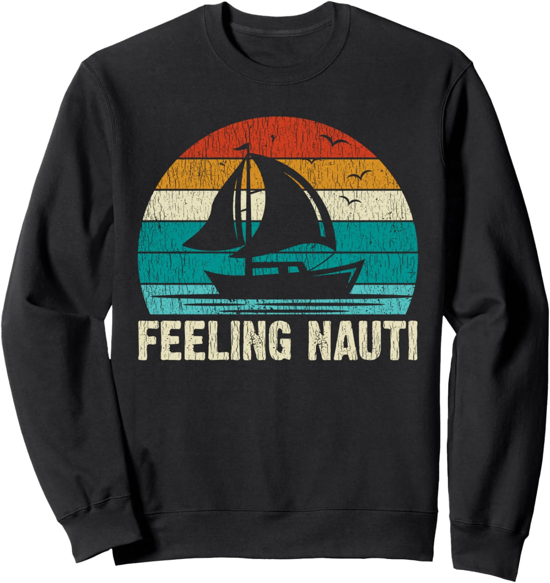 Retro Vintage Fischer Segelboot Segler Gefühl Nauti Segeln Sweatshirt