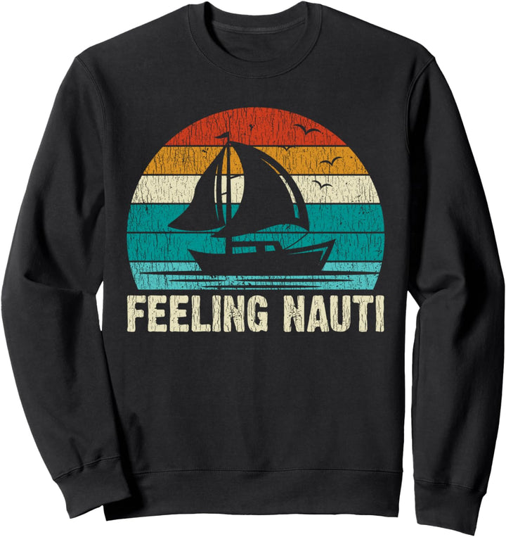 Retro Vintage Fischer Segelboot Segler Gefühl Nauti Segeln Sweatshirt