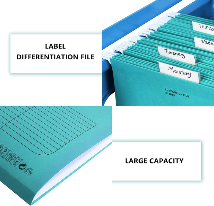 Foolscap Hängemappen mit Lasche und Karteneinsätzen (25 Stück, Blau) Verstärkte Hängemappen FC-Gröss