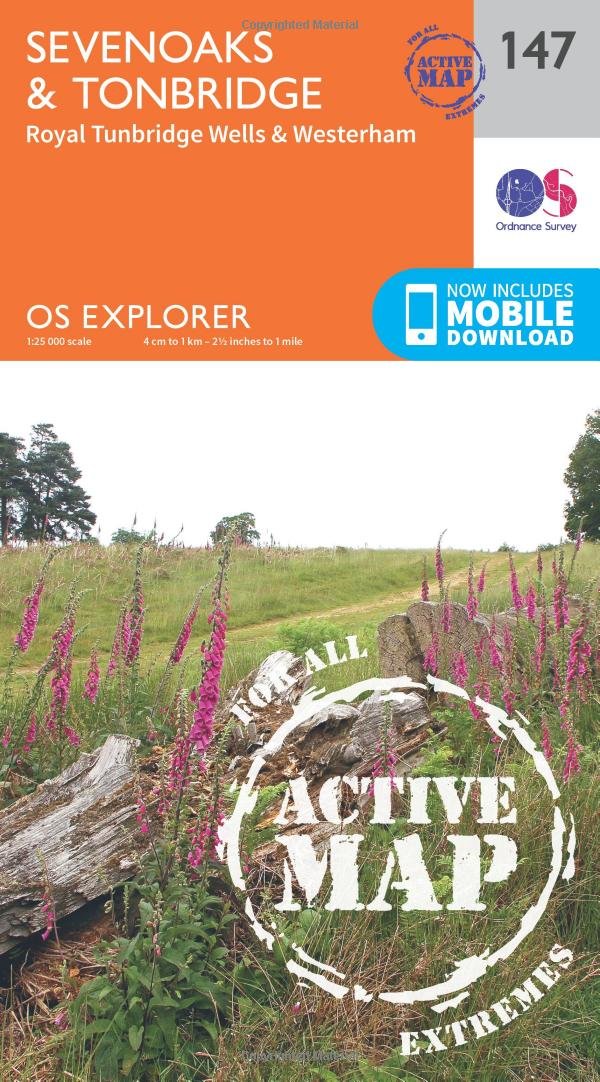 Sevenoaks and Tonbridge (OS Explorer Active Map, Band 147), Karte