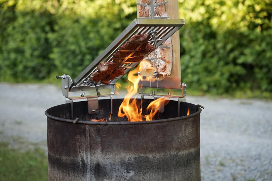 XXL Profi Flammlachsbrett ~ RASTVERSTELLUNG ~ Feuerschale Kugelgrill Flammlachs Flammlachsbretter (S
