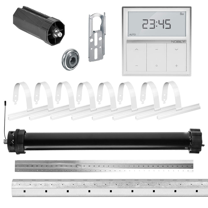 NOBILY Rolladen-Komplett-Set f. 60mm Achtkantwelle Mechanischer Funk Maxi-Rolladenmotor 30Nm + Rolla
