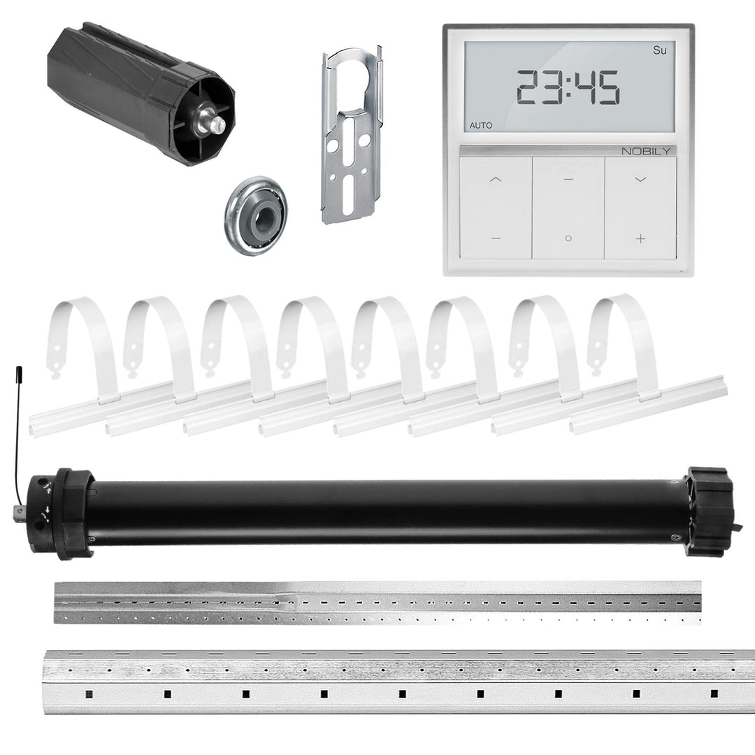 NOBILY Rolladen-Komplett-Set f. 60mm Achtkantwelle Mechanischer Funk Maxi-Rolladenmotor 20Nm + Rolla