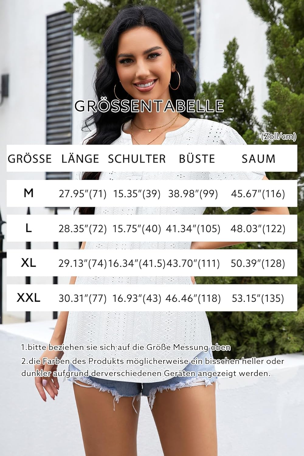 Siddhe Damen Bluse Kurzarm T-Shirts V-Ausschnitt Elegant Lässig Tunika Oberteil Locker Longshirt M (