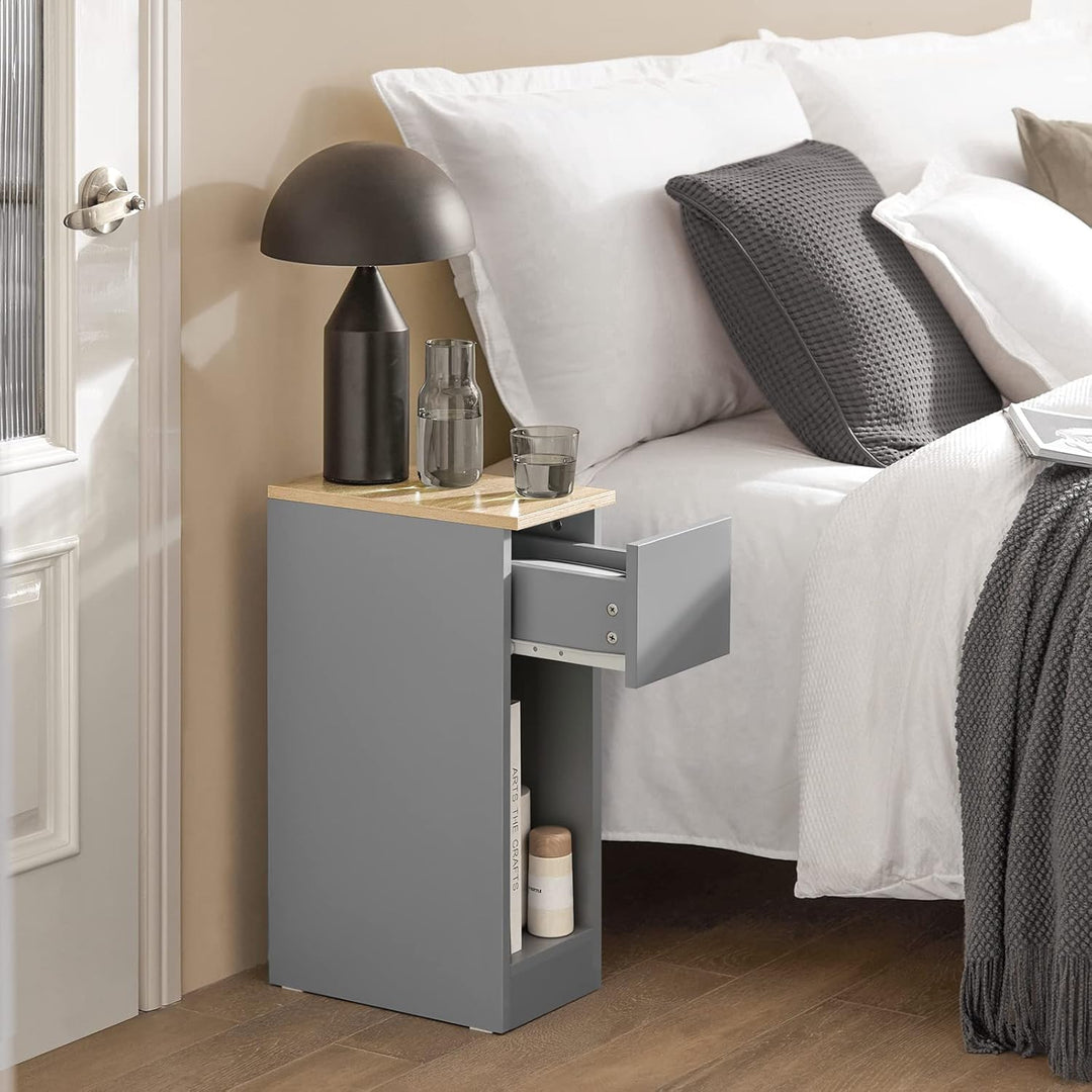 SoBuy FBT111-HG Nachttisch mit Schublade für Boxspringbett Sofatisch Beistelltisch schmal Telefontis