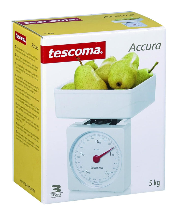 Tescoma ACCURA Küchenwaage, analoge Haushaltswaage bis 5kg mit 20g-Teilung, grosse Skala, kompakt un