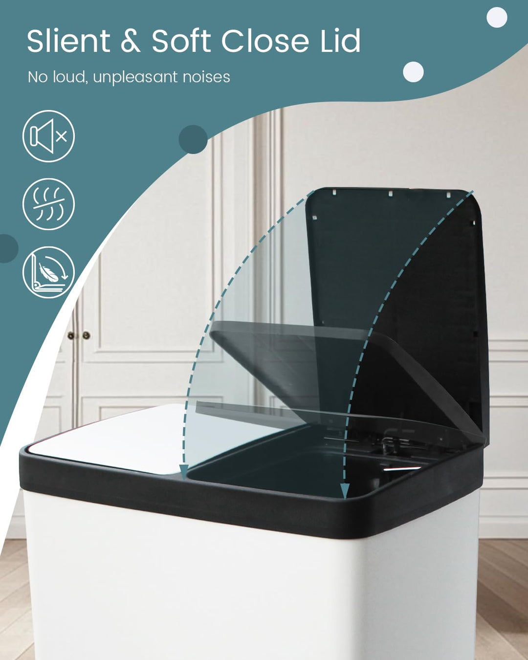 Mülleimer 2 fächer 40 liter,Mülleimer 2x20l,Mülltrennsystem 40l,Doppelmülleimer,Treteimer für Recycl