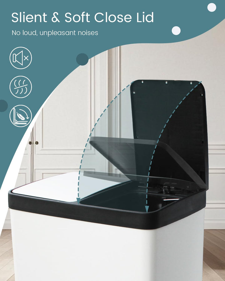Mülleimer 2 fächer 40 liter,Mülleimer 2x20l,Mülltrennsystem 40l,Doppelmülleimer,Treteimer für Recycl