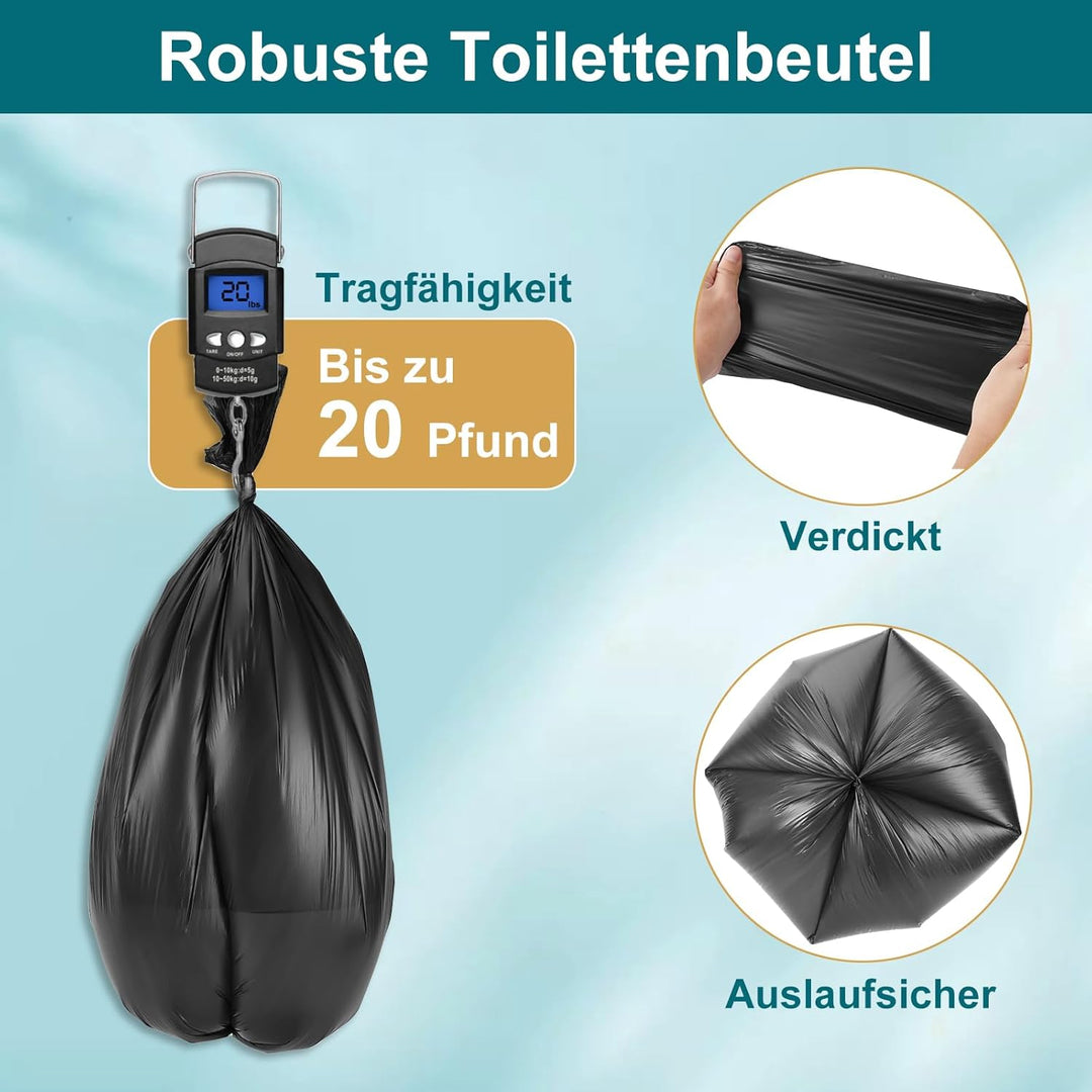 WADEO 80 Stück Toilettenbeutel reissfest haltbar, Campingtoilette Beutel Müllbeutel je 50L (0,03 mm)