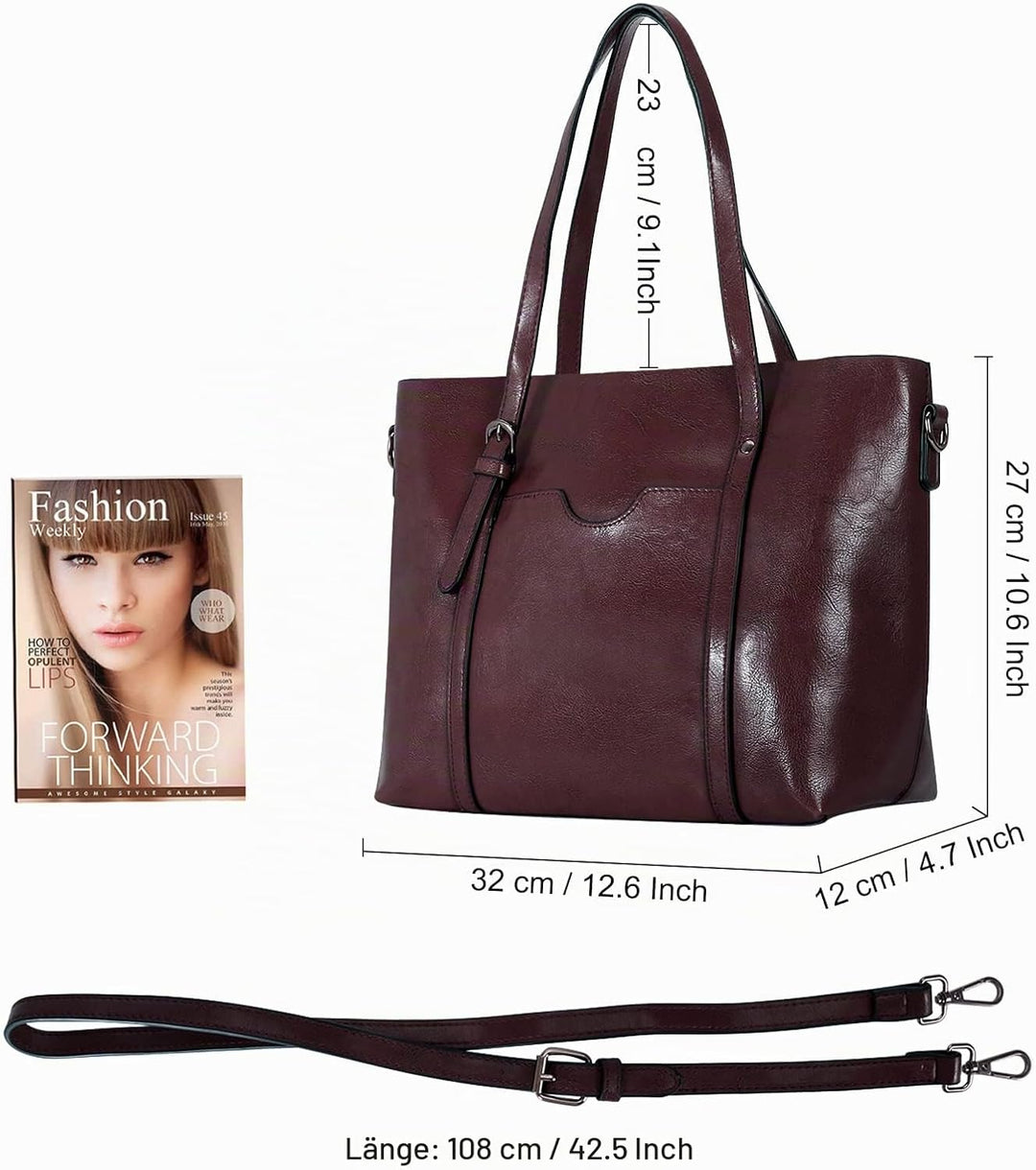 HAWEE Damen Crossbody Handtasche Grosse Shopper Umhängetasche Kunstleder Tote Schultertasche Mode He