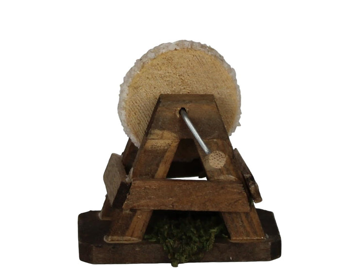 ZICOM Krippenzubehör Schleifstein 4,5x3x5cm Holz – Detaillierter Miniatur-Schleifstein für Krippen