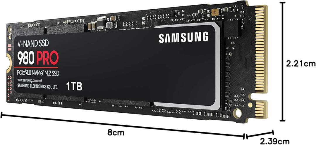 Samsung 980 PRO NVMe M.2 SSD, 1 TB, PCIe 4.0, 7.000 MB/s Lesen, 5.000 MB/s Schreiben, Interne SSD fü