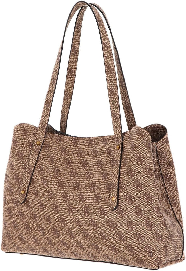 GUESS Damen Eco Brenton Girlfrie Tasche Latte Logo, Latte Logo