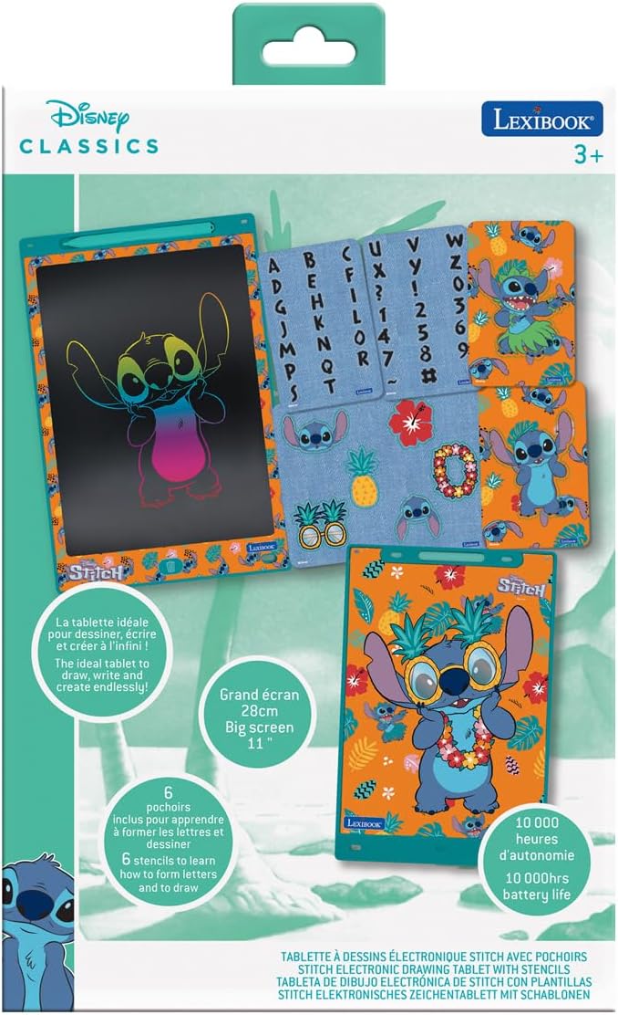 Lexibook CRT10D Disney Stitch, Magic Slate, Kunst-und Bastelspielzeug für Mädchen und Jungen, A4-For