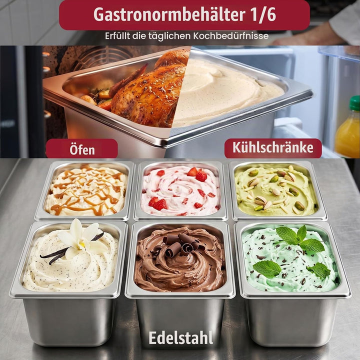 Panierschalen Set 4-teilig, GN 1/6 Behälter, 17,6 x 16,2 x 10 cm Panierset für Koteletts, Gastronorm
