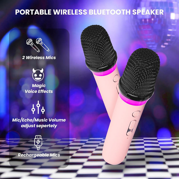 BONAOK Karaoke Anlage mit 2 Mikrofonen, Bluetooth Mikrofon Mit Lautsprecher, Tragbare Karaoke Maschi
