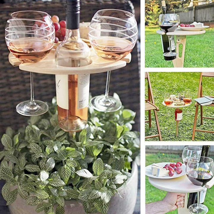 Tragbarer Outdoor-Klapp-Weintisch-Weinglashalter für Strand-Hinterhof-Picknick-Party