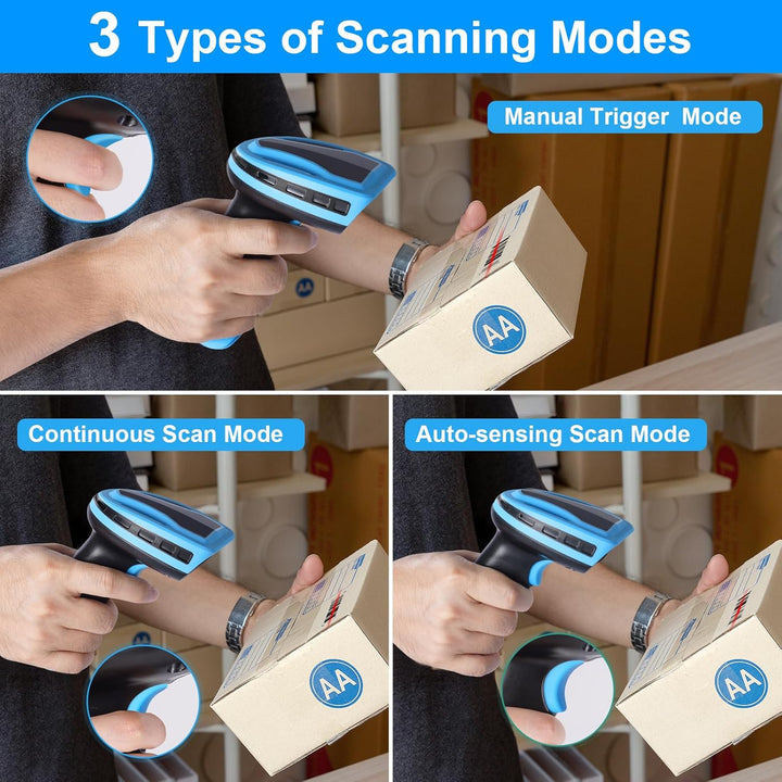 Barcode Scanner Wireless, Wiederaufladbare 1D Laser Kabelloser Scanner, Handscanner Kabellos Vielsei