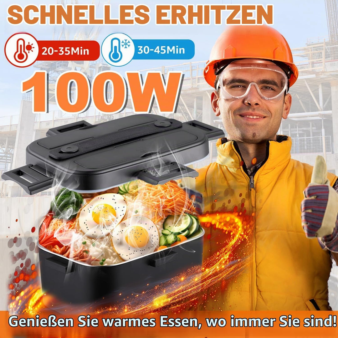 Kimfead Elektrische Lunchbox 75W 1,8L Edelstahl Entnehmbare Tragbarer brotdose 12V/24V/220V Insulate