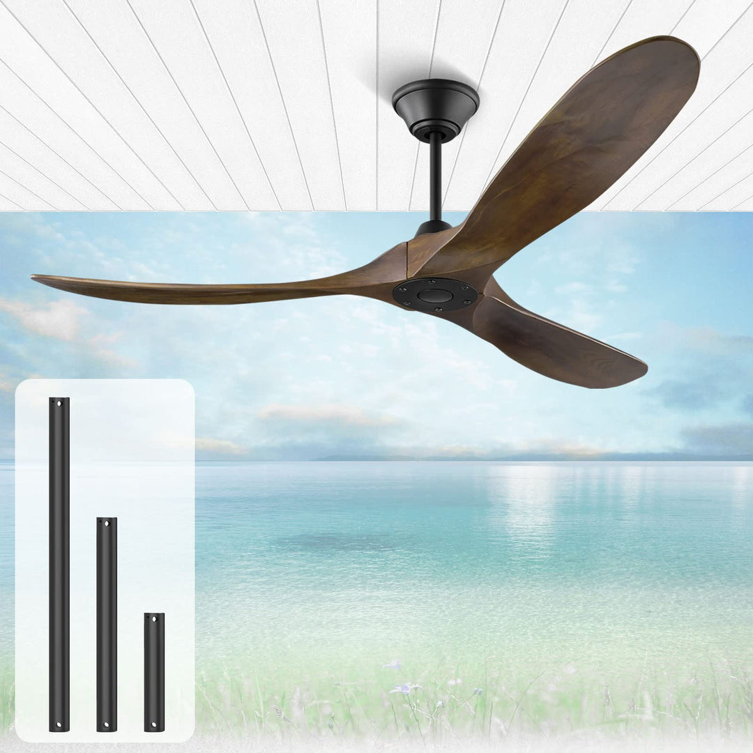 Deckenventilator im Freien, holz deckenventilator ohne beleuchtung, 132cm Deckenventilator mit Fernb