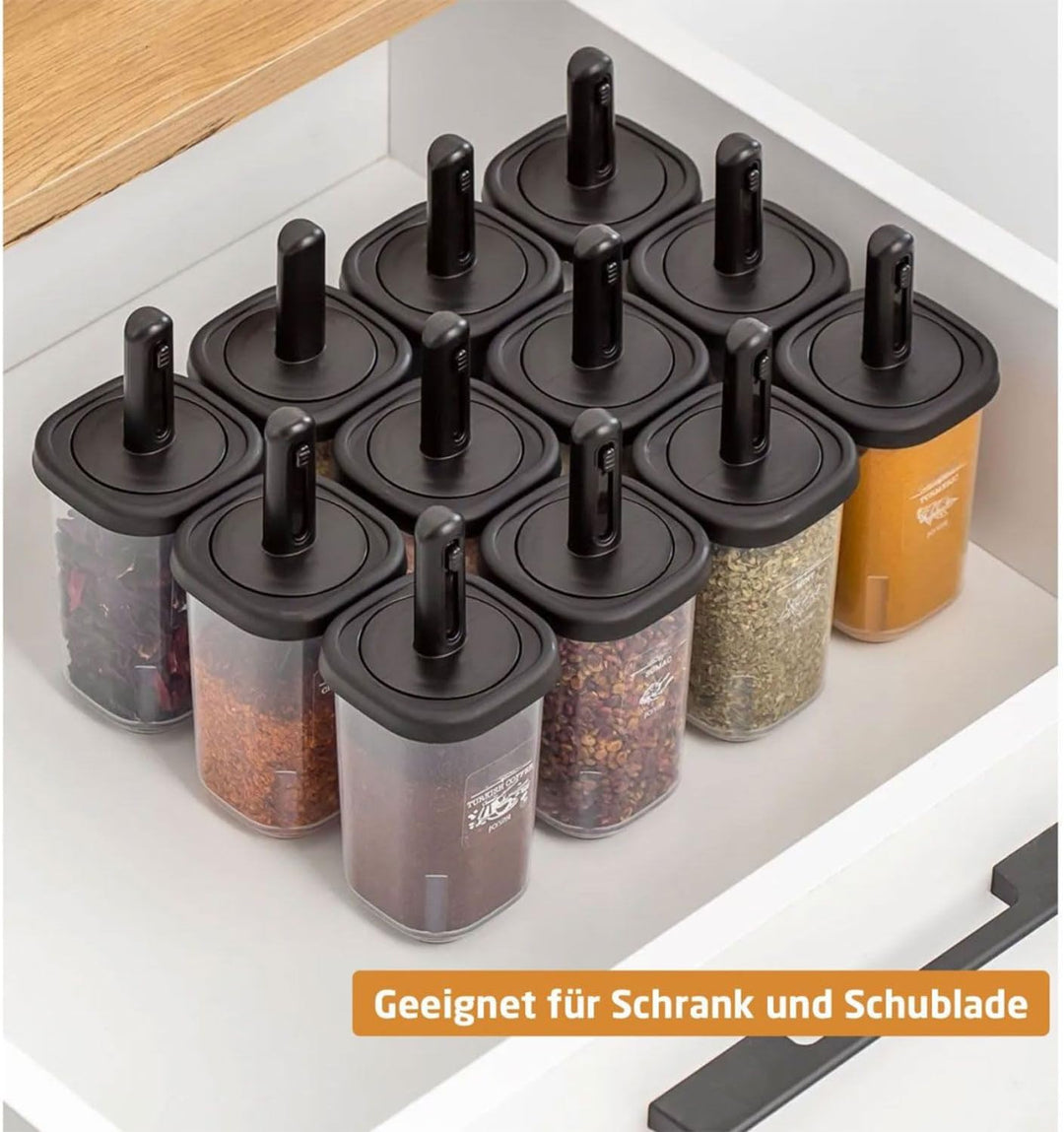 Gewürzbehälter Auswahl, Modernes Design Weiss Silber für Küche (12er Set | 350 ml L), 12er Set | 350