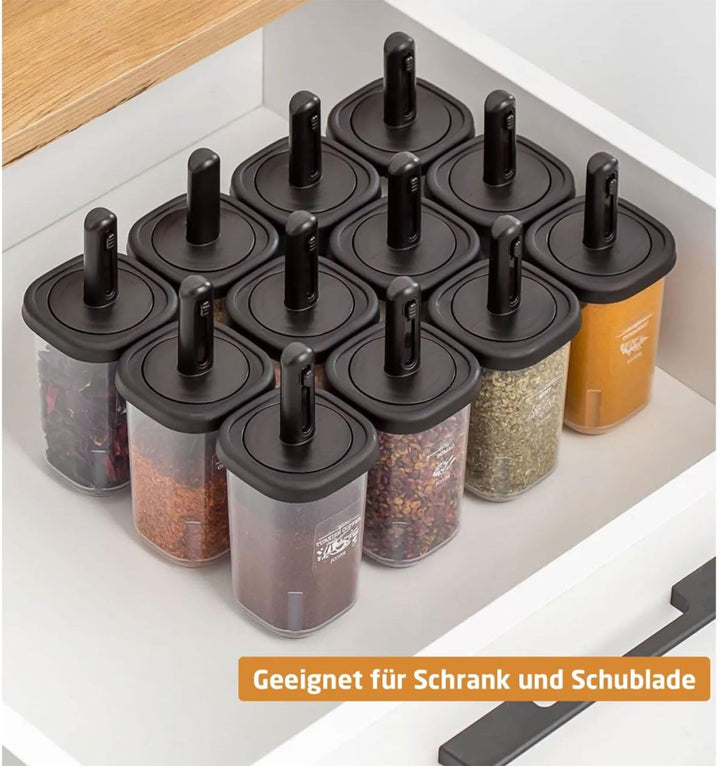 Gewürzbehälter Auswahl, Modernes Design Weiss Silber für Küche (12er Set | 350 ml L), 12er Set | 350