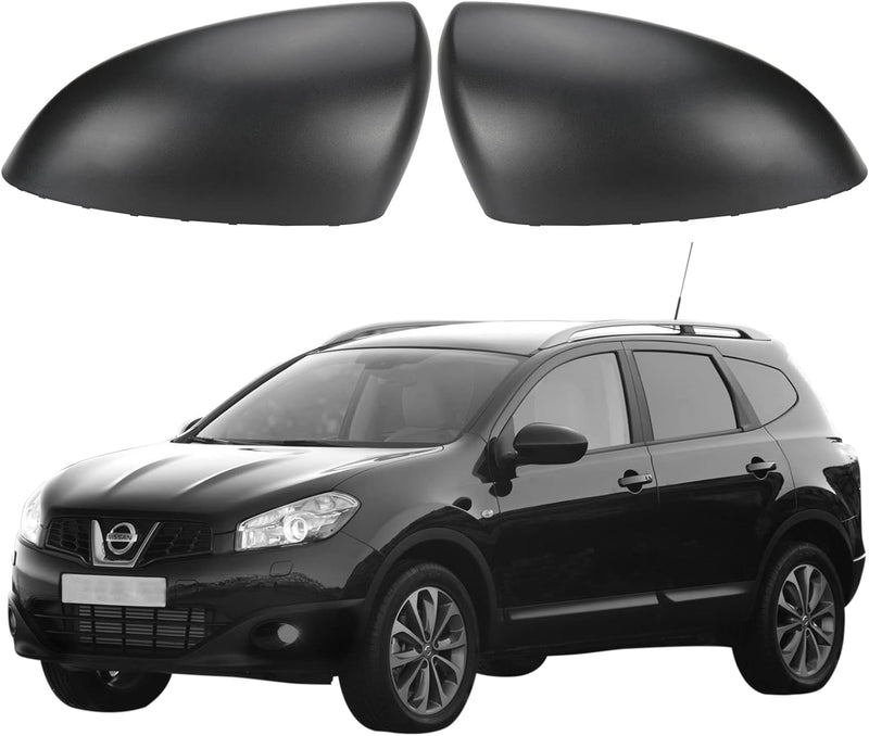 Auto Spiegelkappen, Ersatz für Nissan Qashqai 2007–2014 strukturierte schwarze Aussenspiegelabdeckun